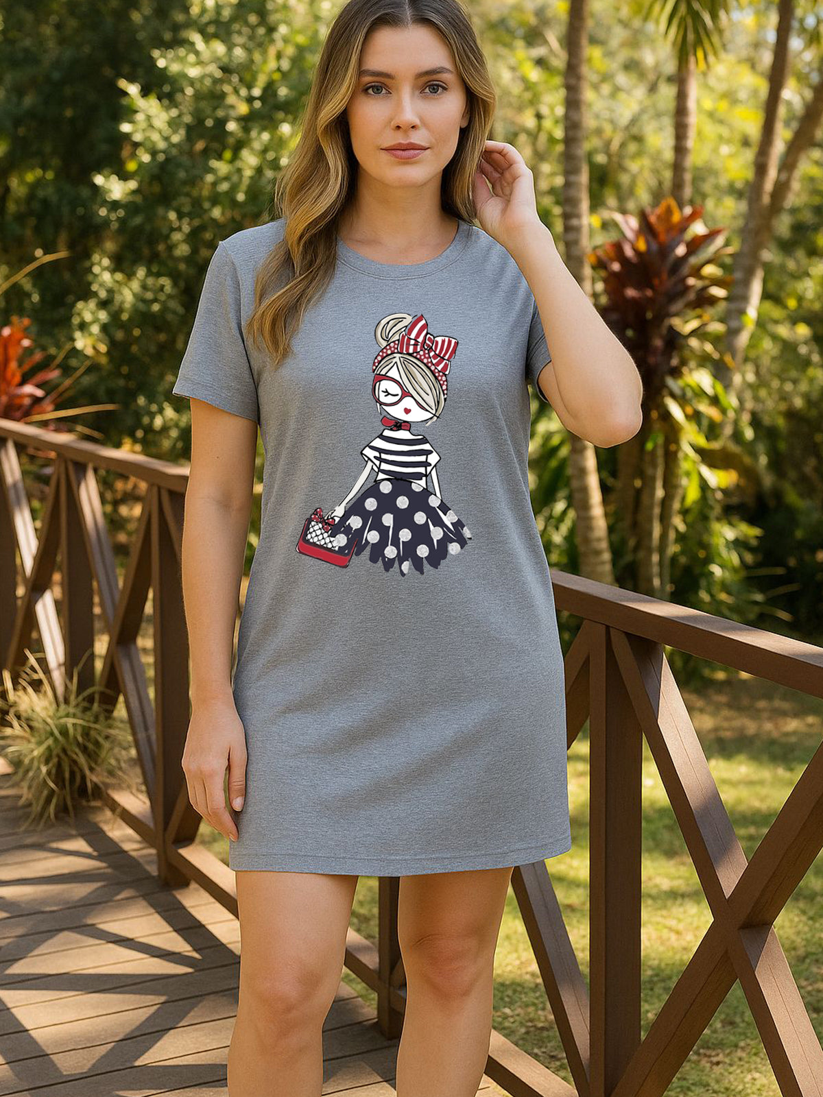 Camisola de Manga Curta Menina Listrada & Saia de Poá