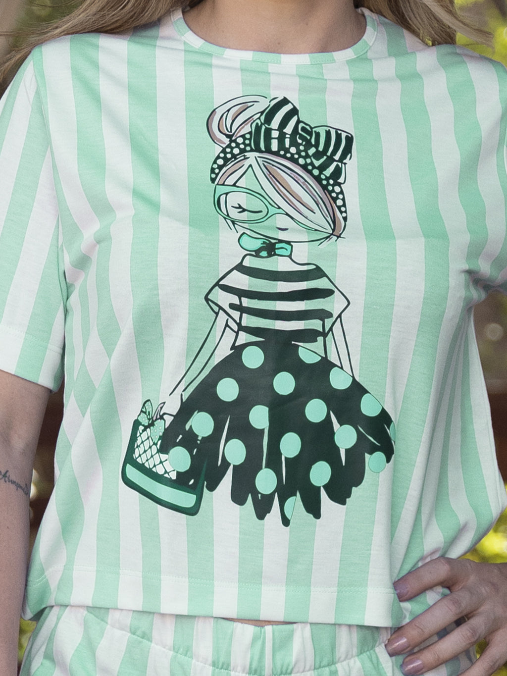 Conjunto Shorts Boneca & Listras