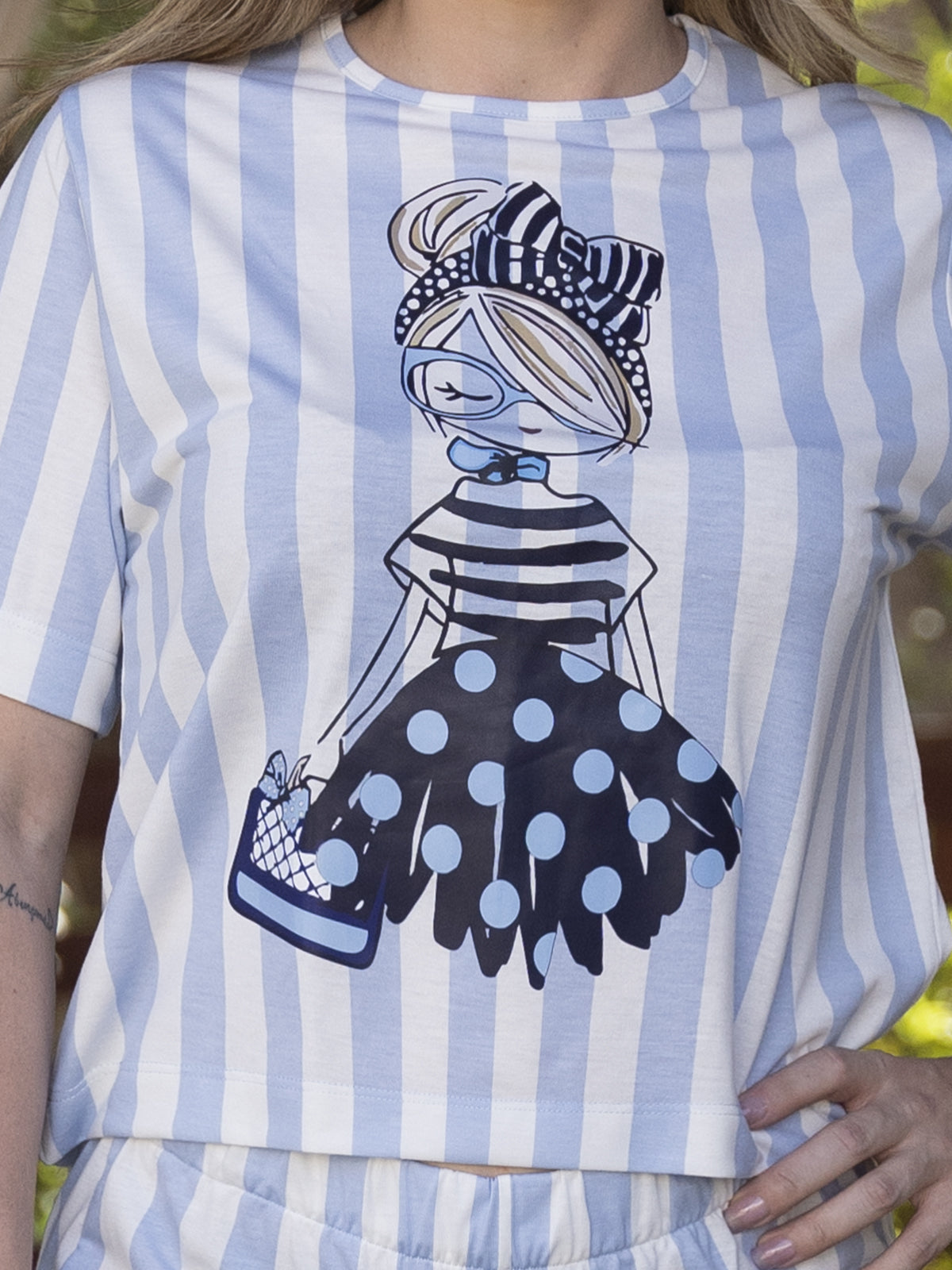 Conjunto Shorts Boneca & Listras