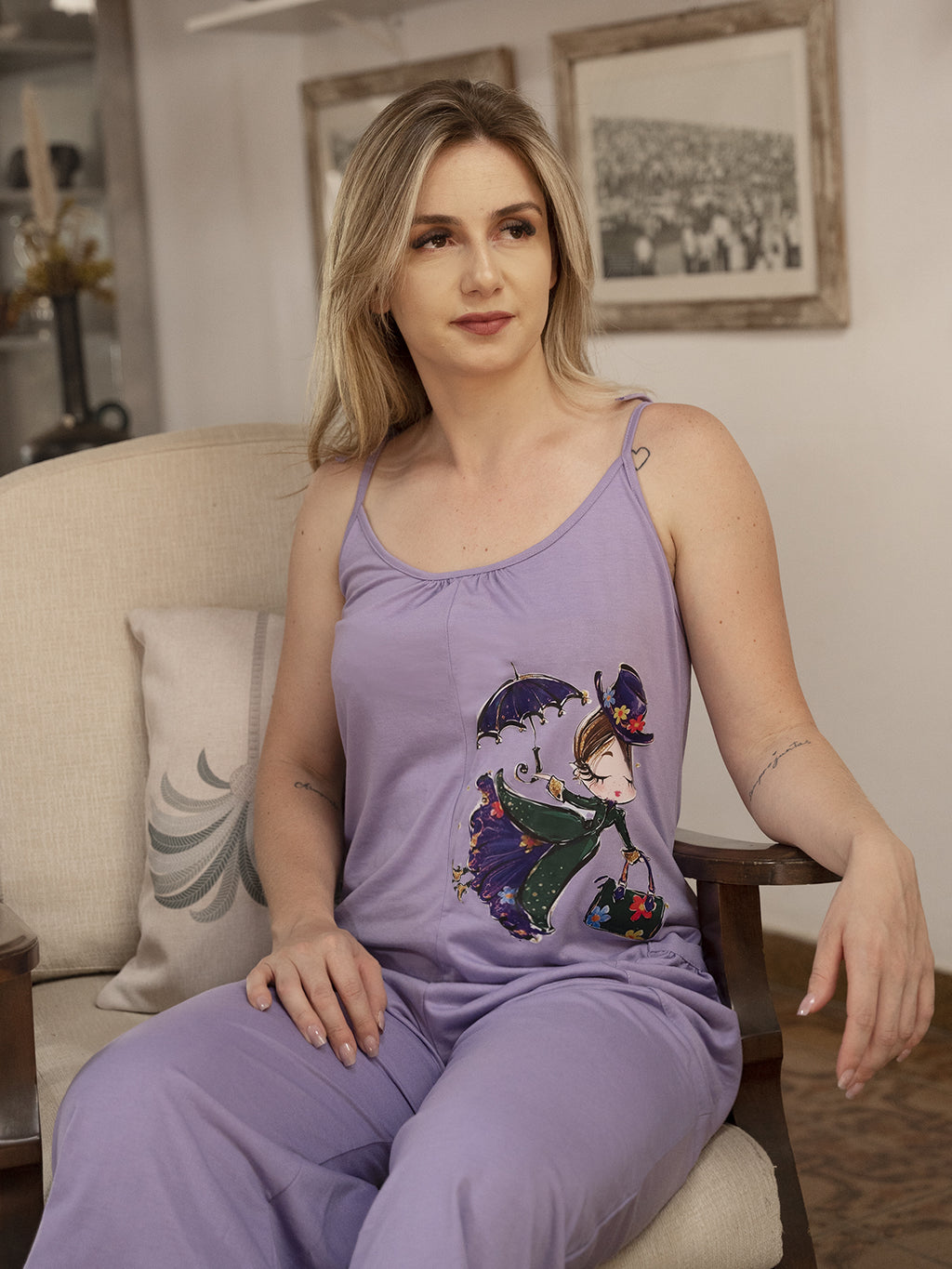 Macacão de Alças Dama & Guarda-Chuva Encantado