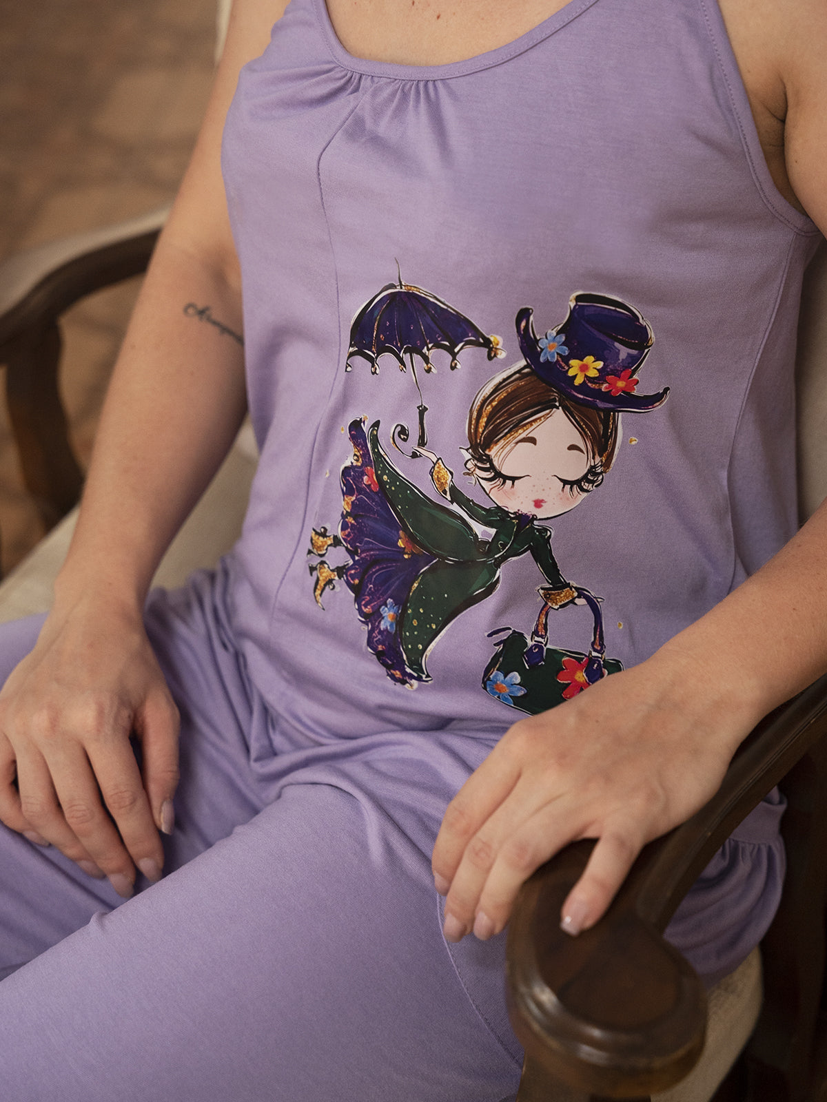 Macacão de Alças Dama & Guarda-Chuva Encantado