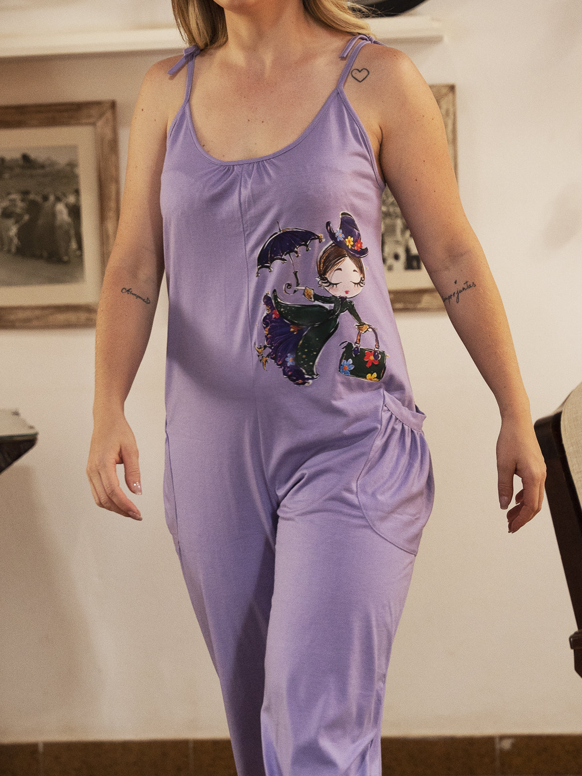 Macacão de Alças Dama & Guarda-Chuva Encantado