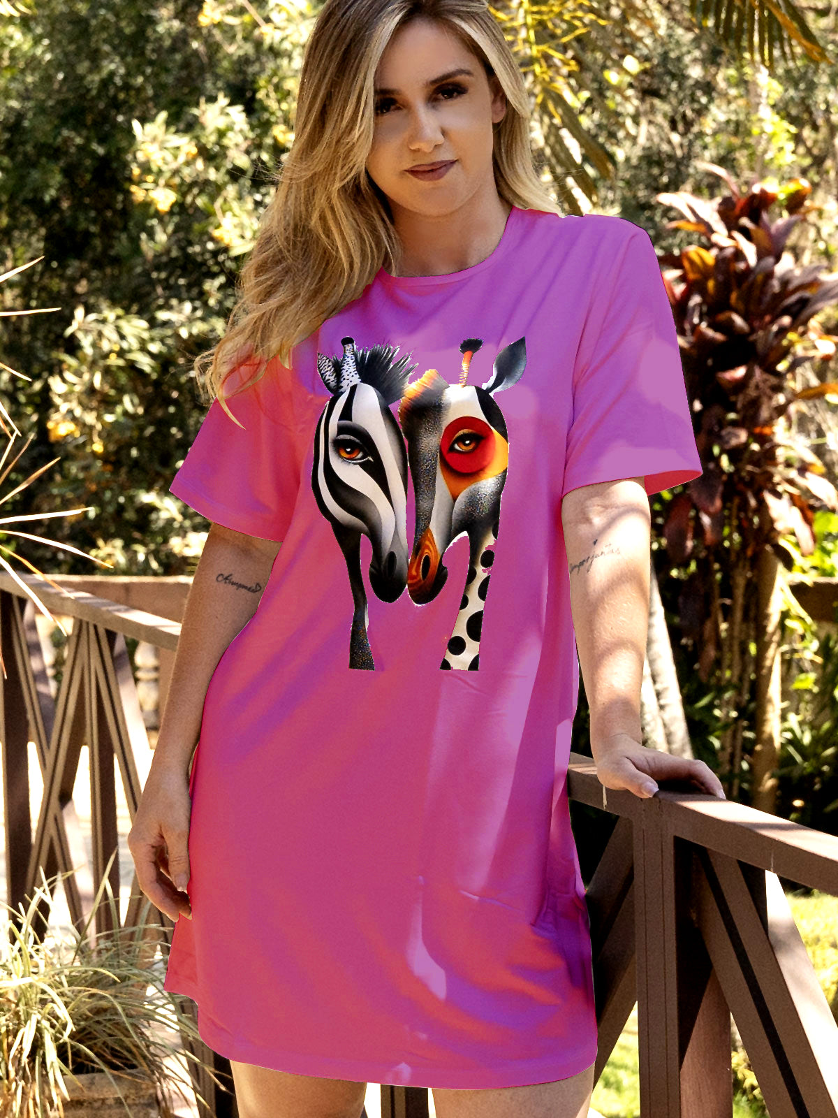 Camisola de Manga Curta Zebra & Girafa Savana