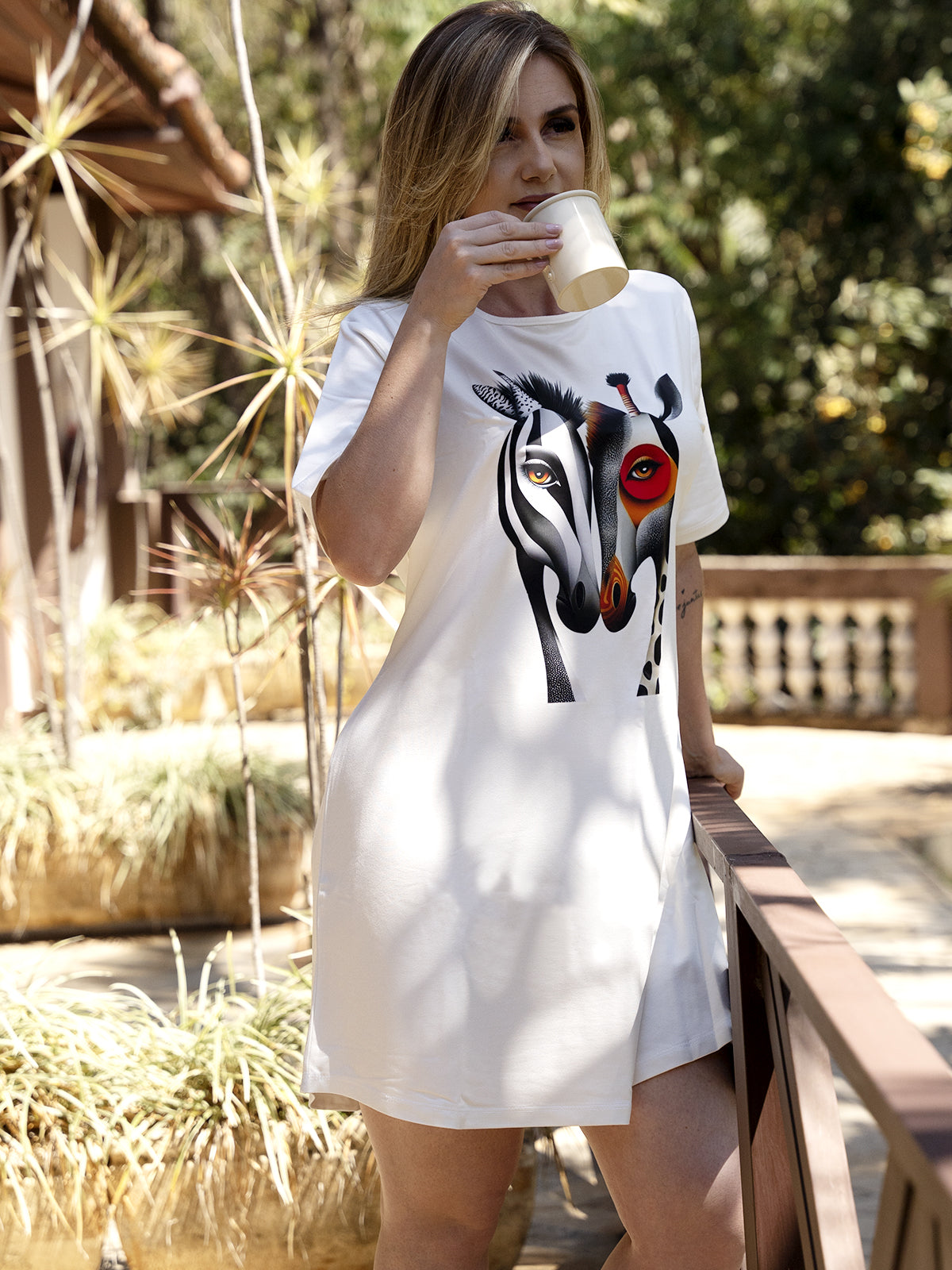 Camisola de Manga Curta Zebra & Girafa Savana