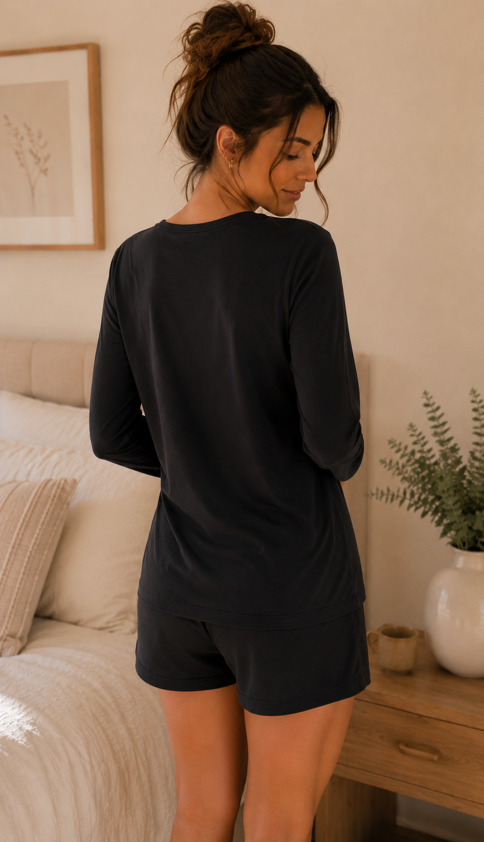 Pijama Curto Feminino com Blusa Manga Longa - Flores