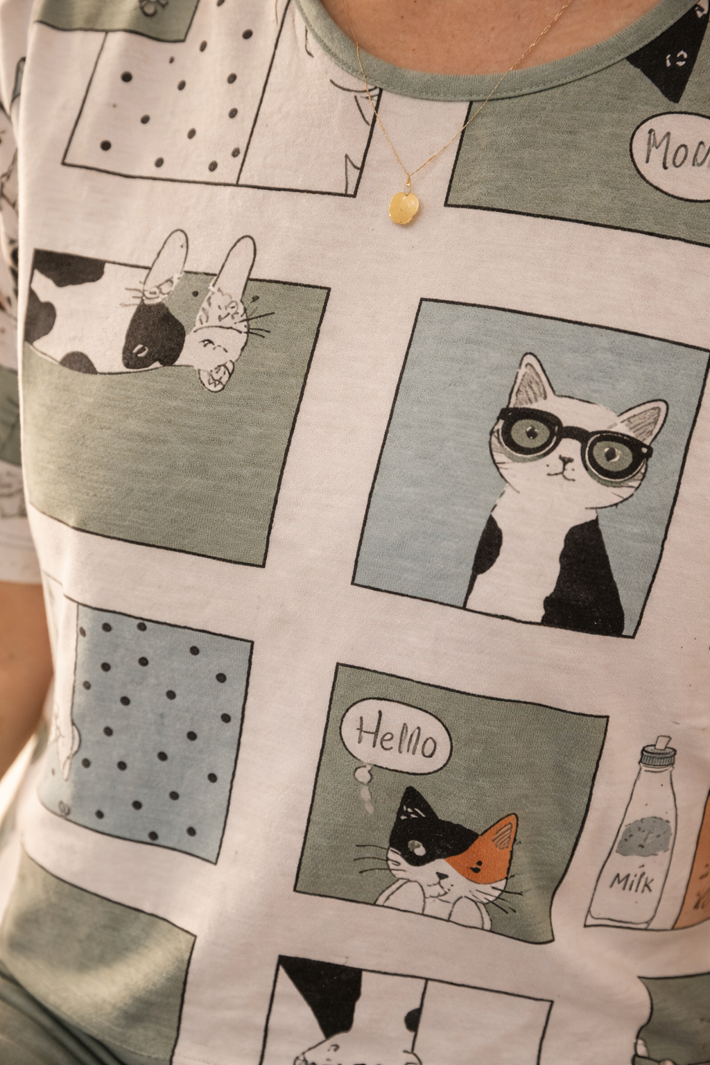 Pijama Longo Feminino com Blusa Manga Curta - Malha Fria