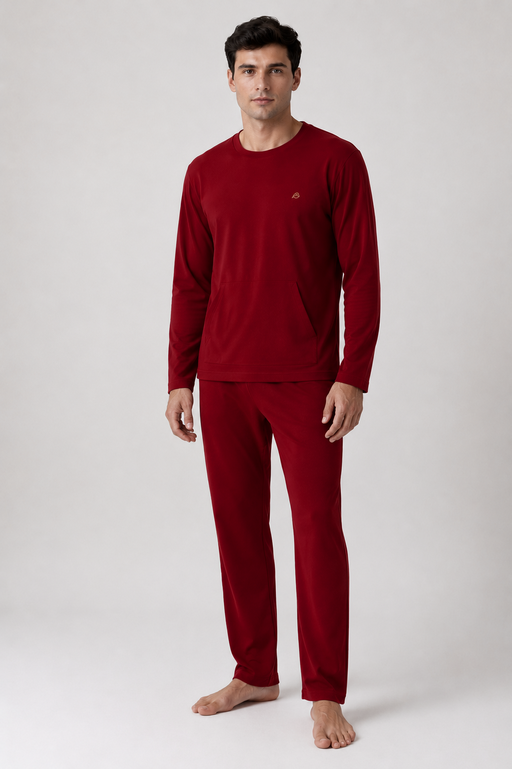 Pijama Longo Masculino Bolso Canguru Flanelado