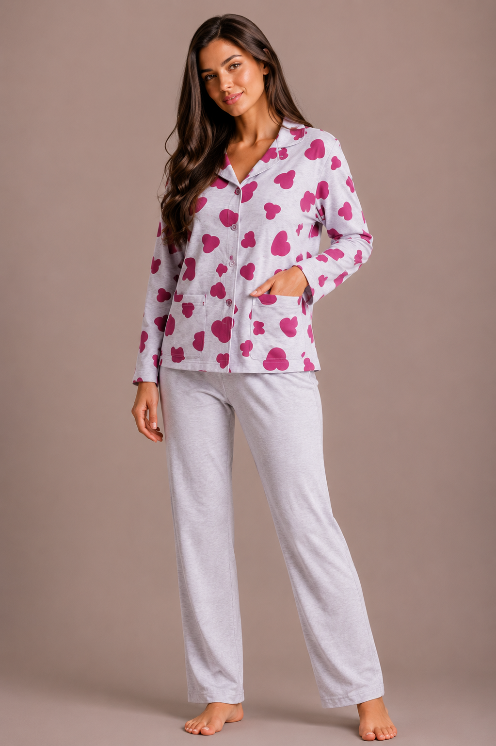 Pijama Longo Feminino - Conforto com Botões