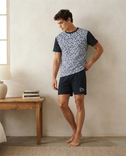 Pijama Masculino Curto - Malha Fria Camiseta E Shorts Camuf