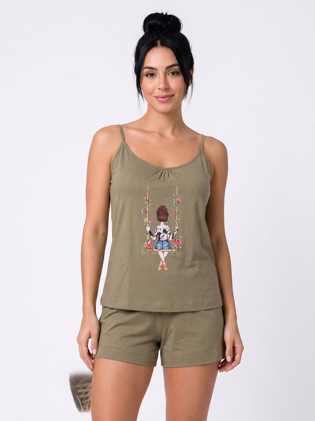 Pijama Feminino de Alcinha  c/ Shorts 100% Algodão