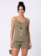 Pijama Feminino de Alcinha  c/ Shorts 100% Algodão