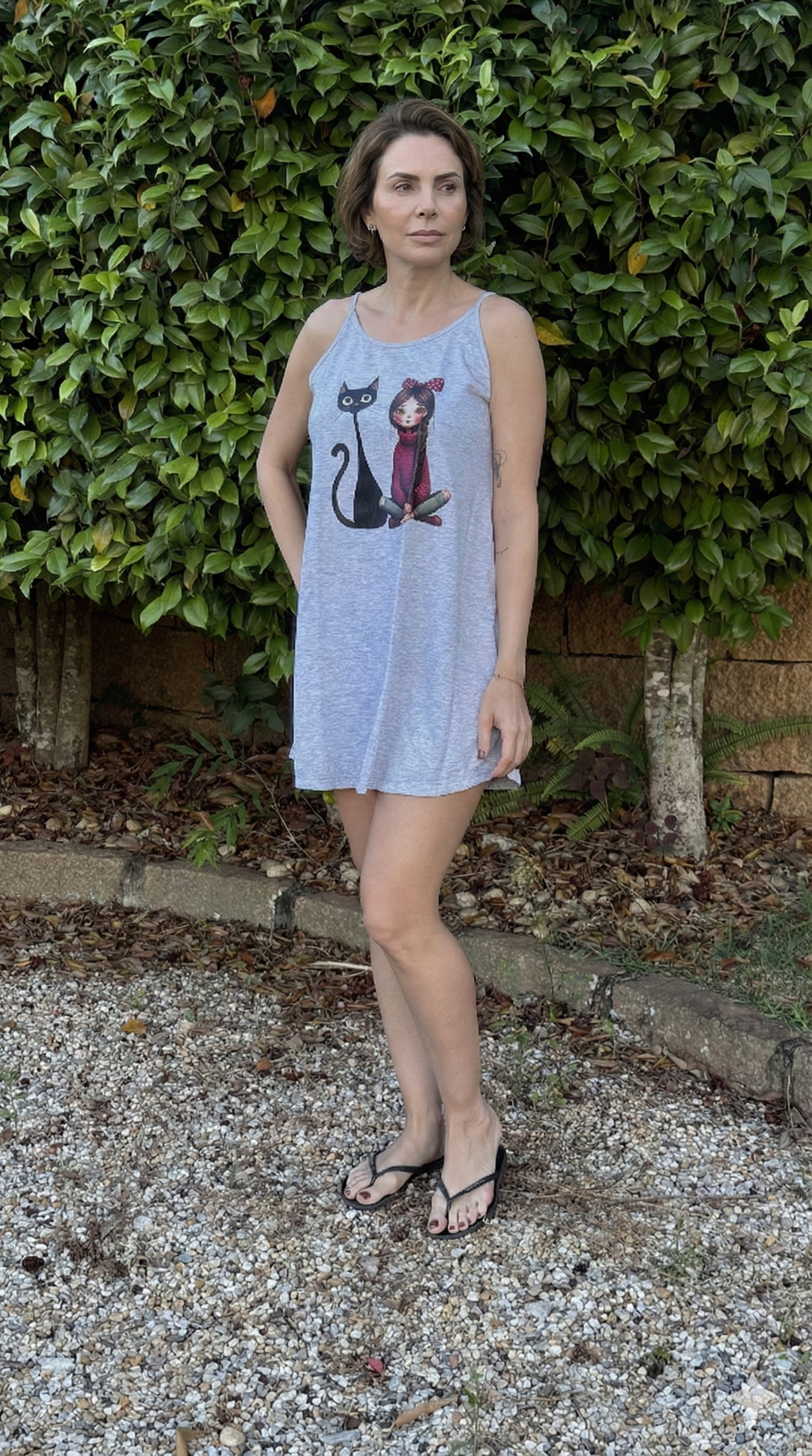 Camisola de Alça Menina & Gato Charmoso