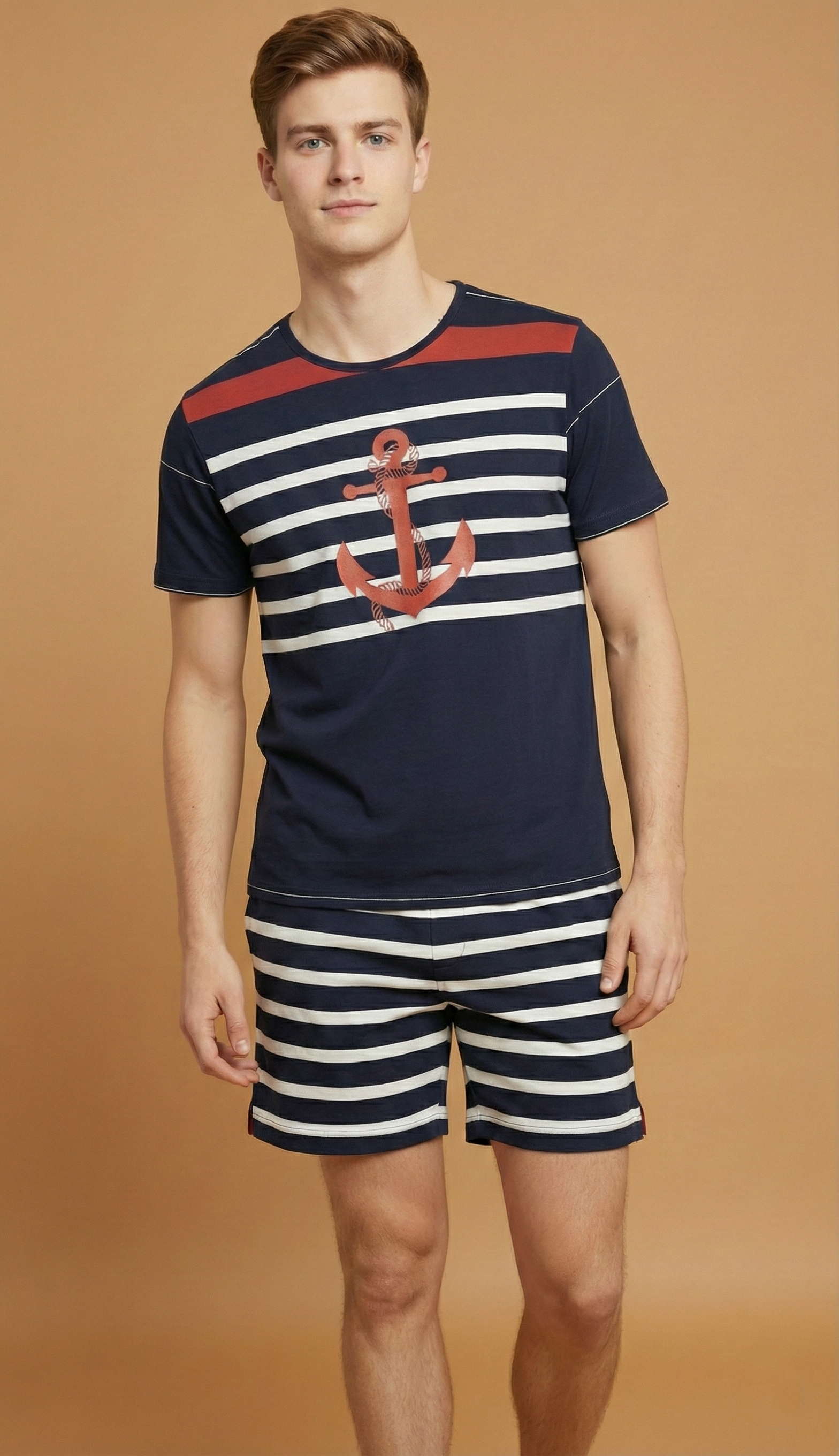 Pijama Curto Masculino - Âncora Listrado