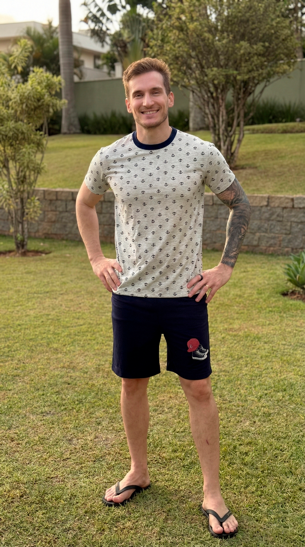 Conjunto Masculino Shorts e Camiseta Âncora