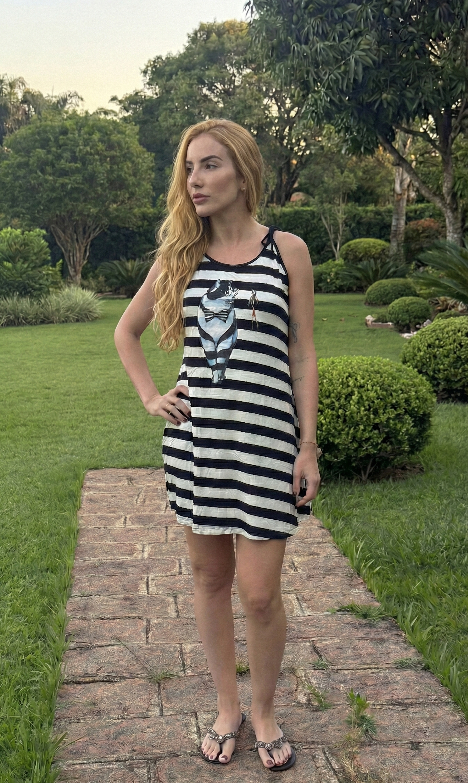 Camisola de Alça Mulher & Gato - Listrado