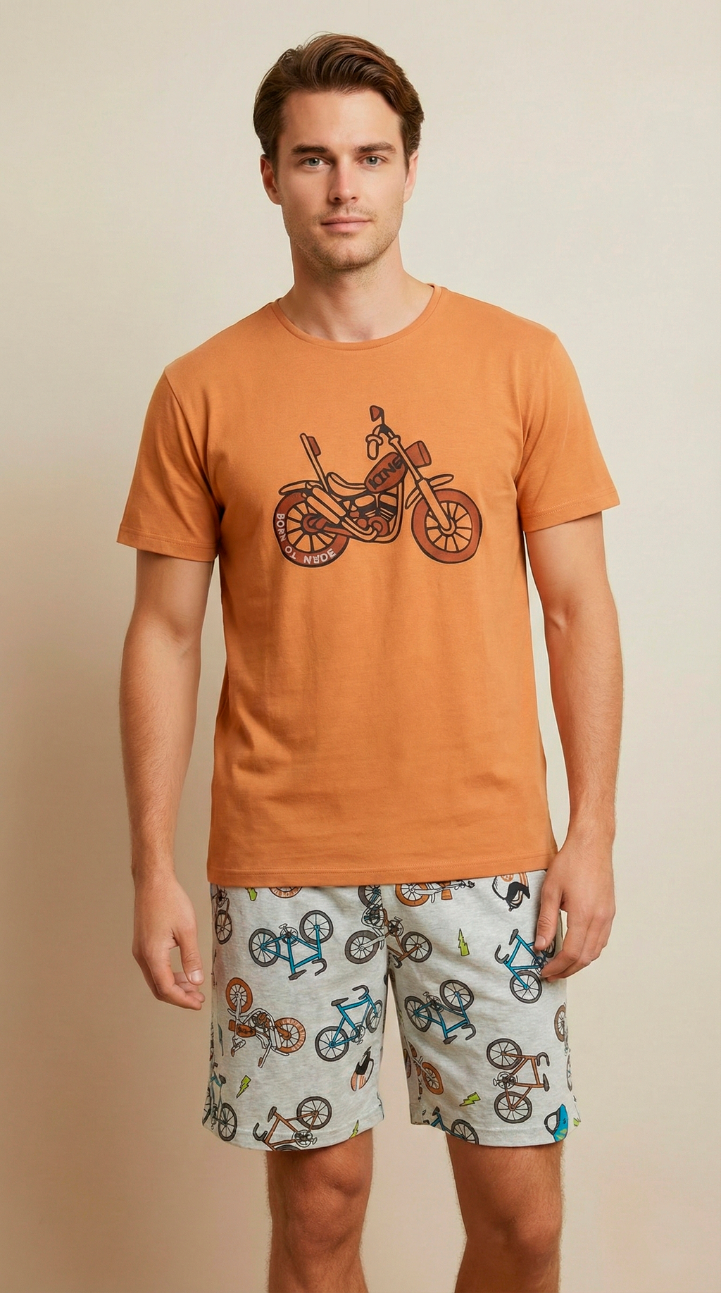 Pijama Masculino Verão de Viscolycra Motocicleta