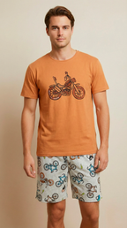 Pijama Masculino Verão de Viscolycra Motocicleta