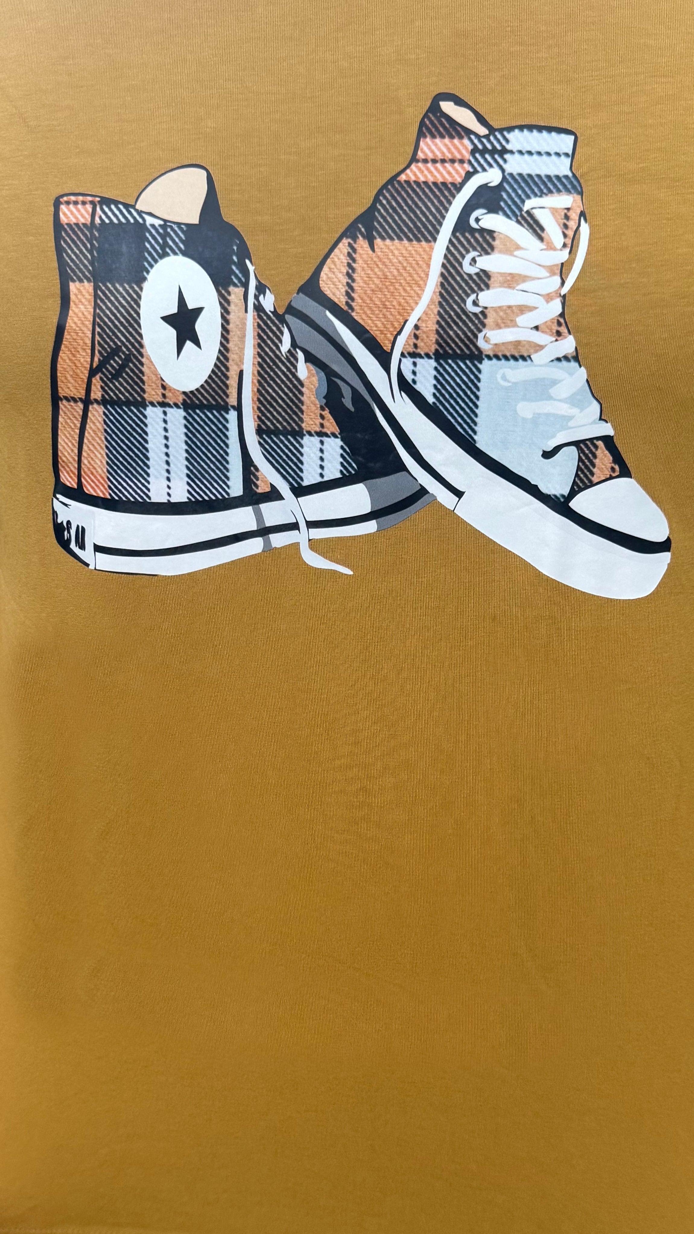 Conjunto Masculino Shorts & Camiseta Tênis Xadrez Mostarda