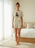 Pijama Feminino Shorts e Cropped - Moletinho