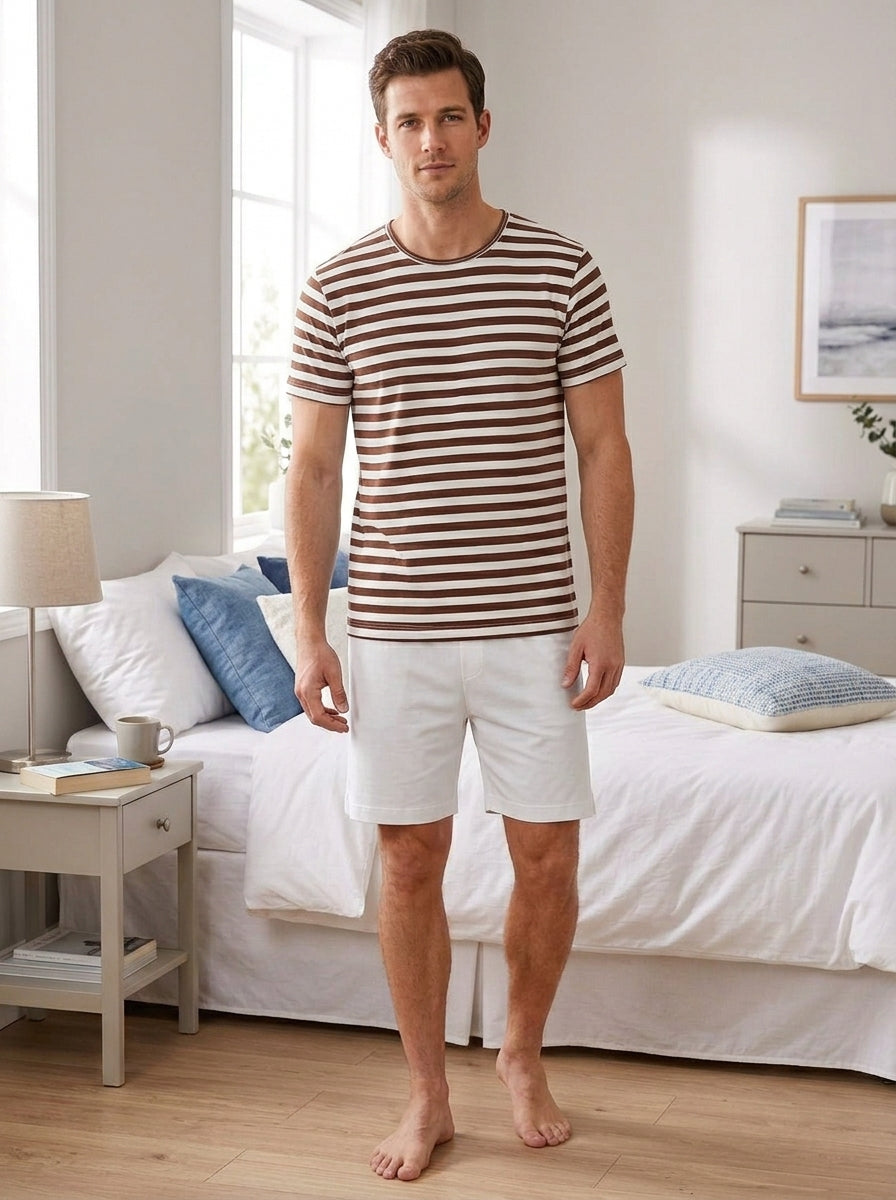 Pijama Curto Masculino Canelado - Viscolycra