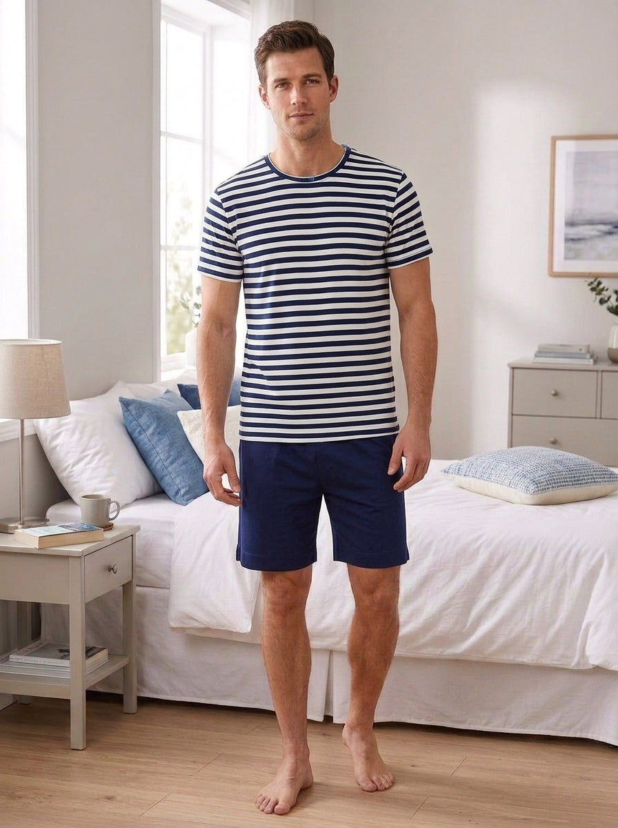 Pijama Curto Masculino Canelado - Viscolycra