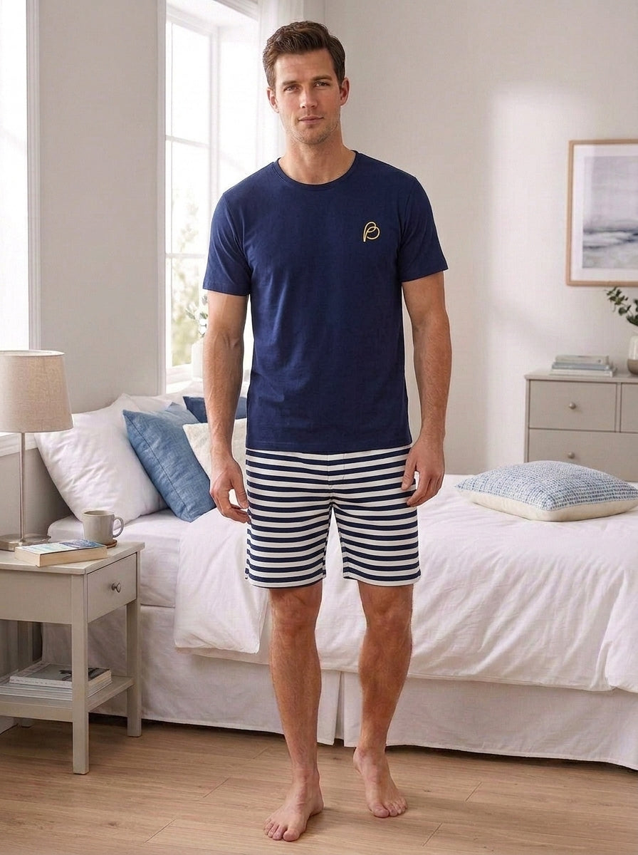 Pijama Curto Masculino Canelado - Viscolycra