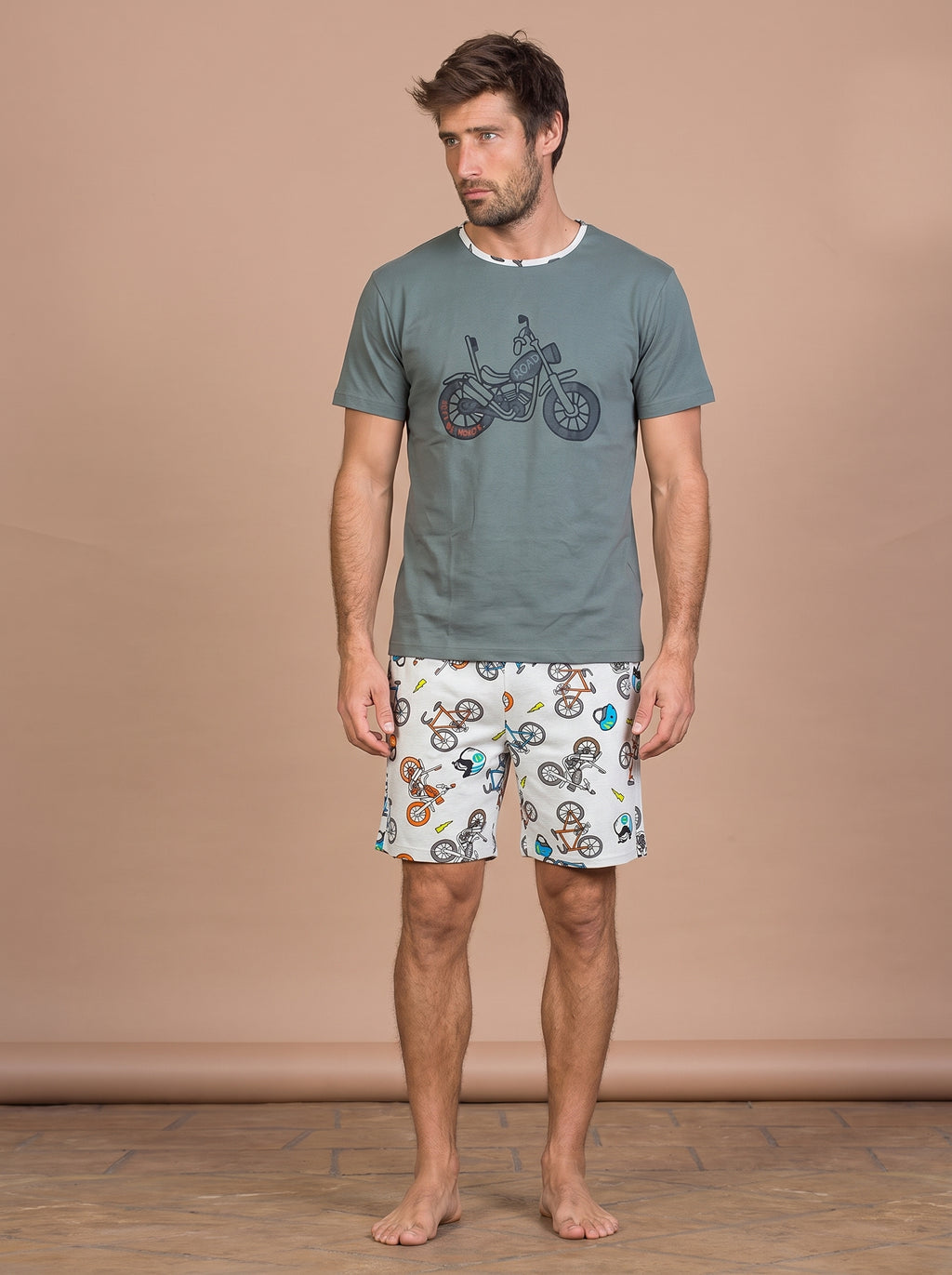 Pijama Masculino Verão de Viscolycra Motocicleta
