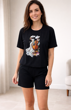 Pijama Feminino Shorts e Cropped - Moletinho