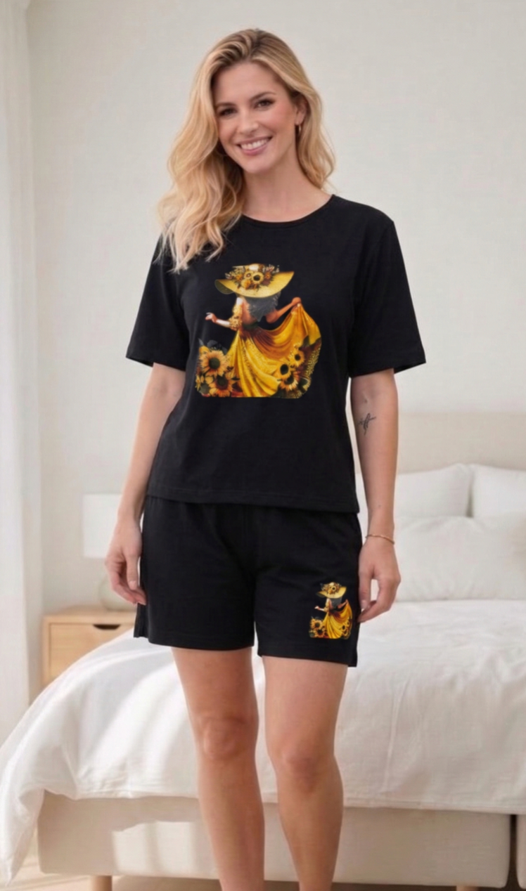 Pijama Feminino Shorts e Cropped - Moletinho