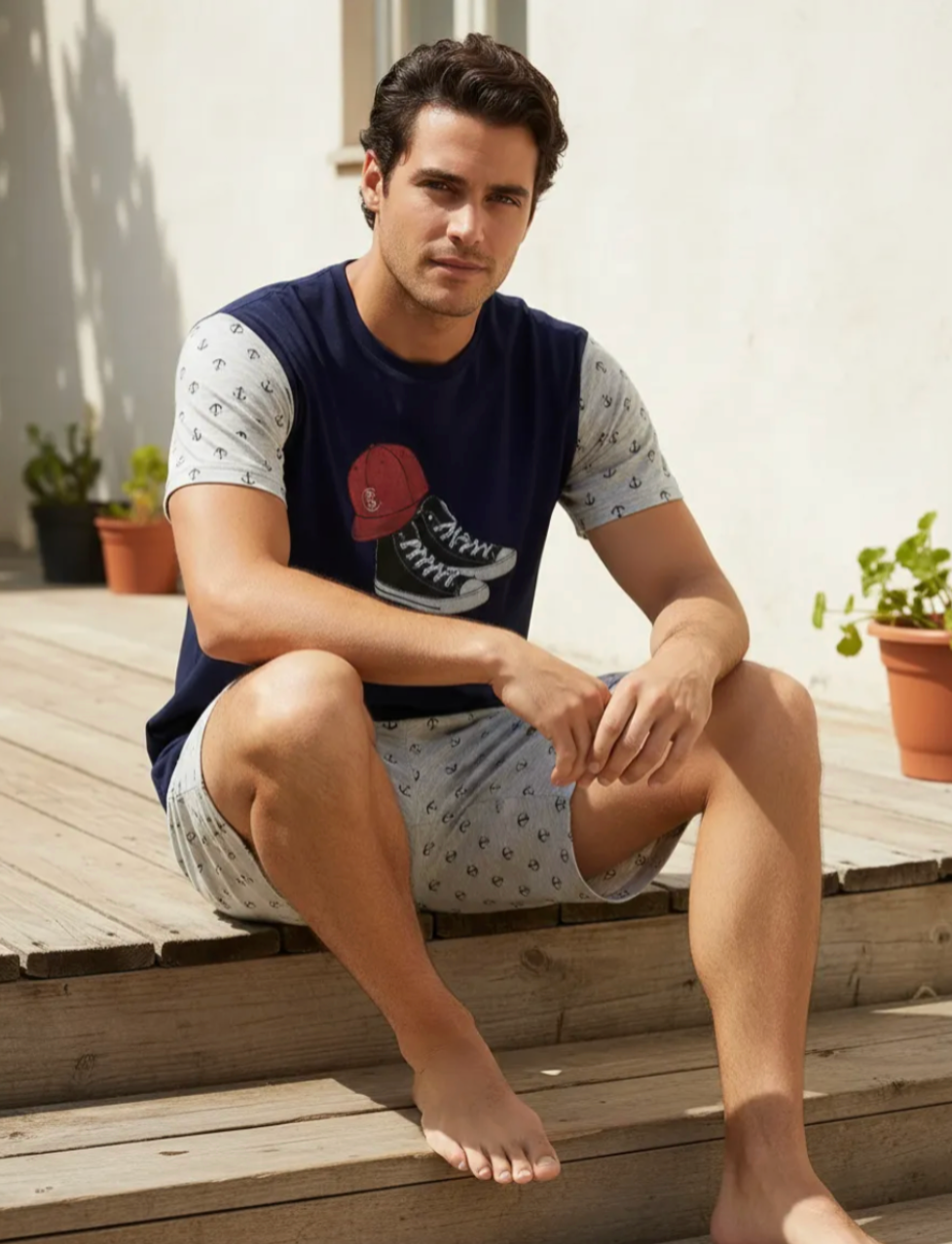 Pijama Masculino Curto - Malha Fria