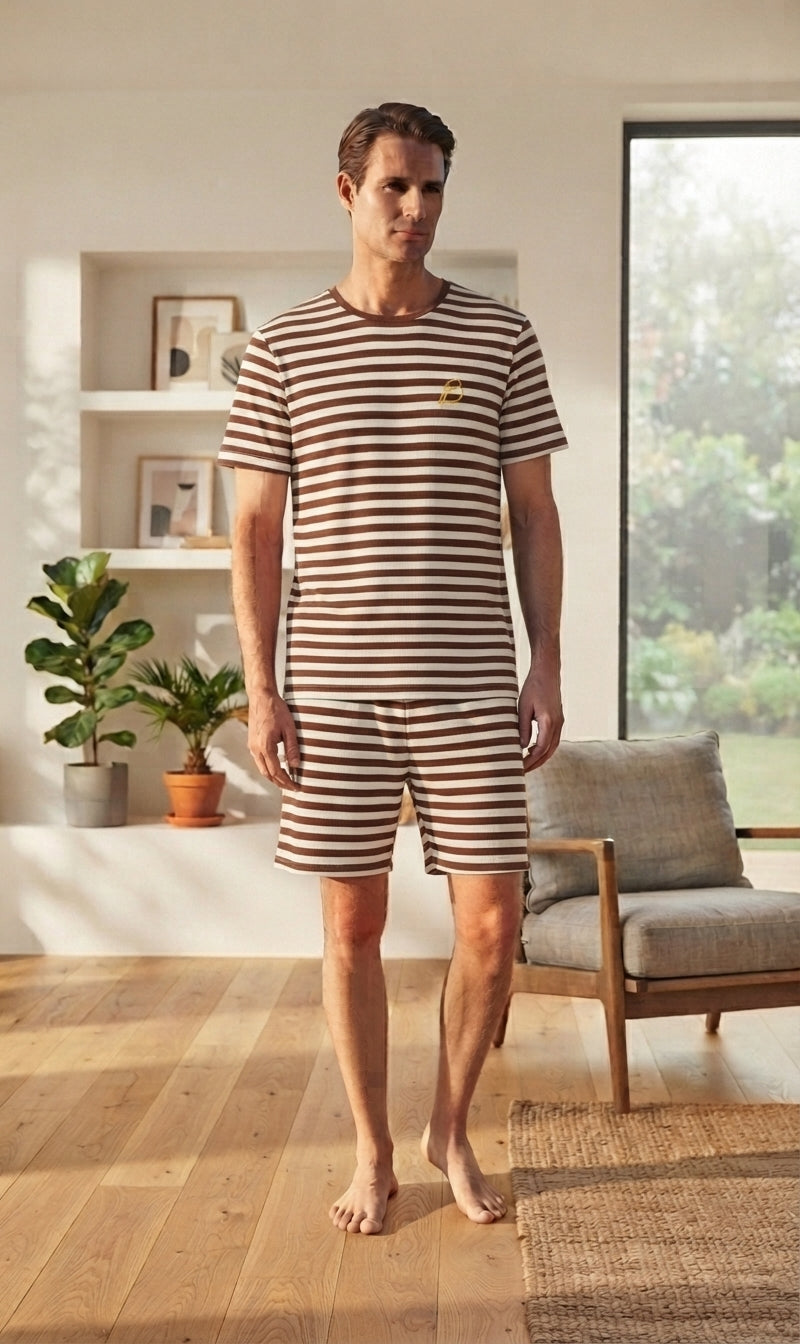 Pijama Curto Masculino Canelado - Viscolycra