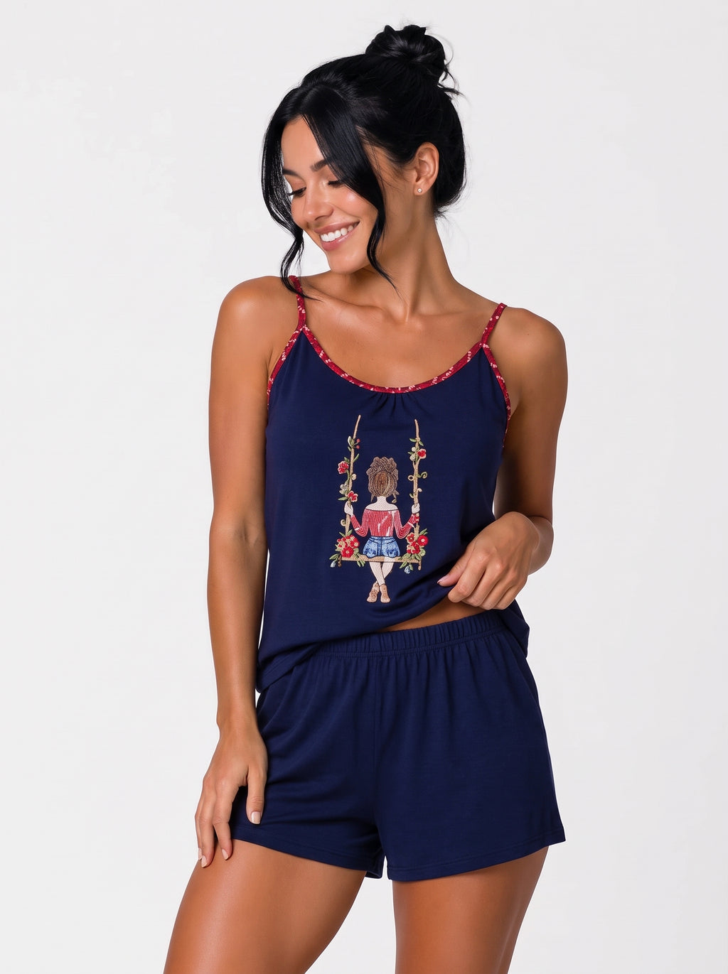 Pijama Feminino de Alcinha  c/ Shorts 100% Algodão