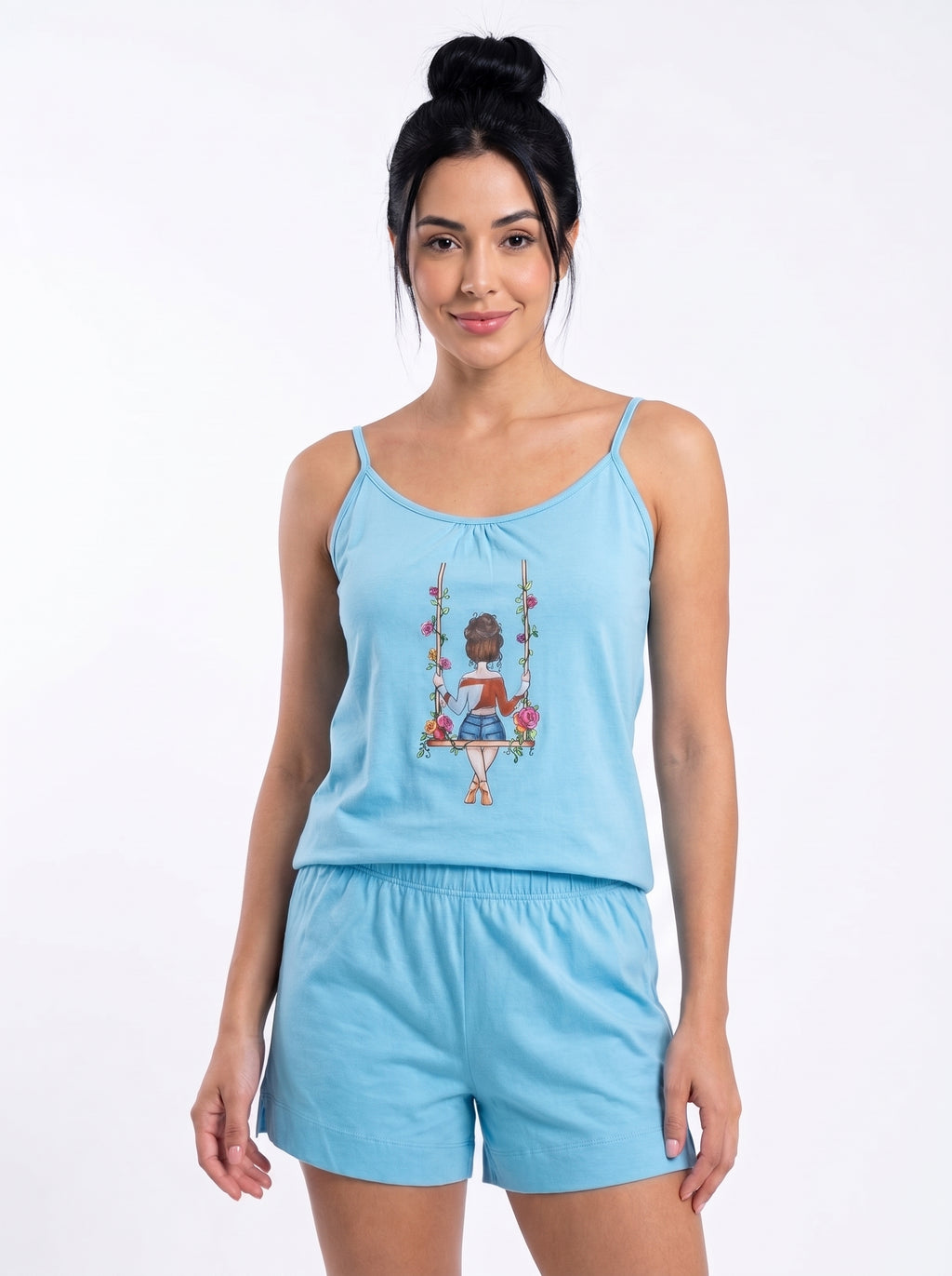 Pijama Feminino de Alcinha  c/ Shorts 100% Algodão