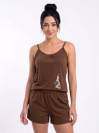 Pijama Feminino de Alcinha  c/ Shorts 100% Algodão