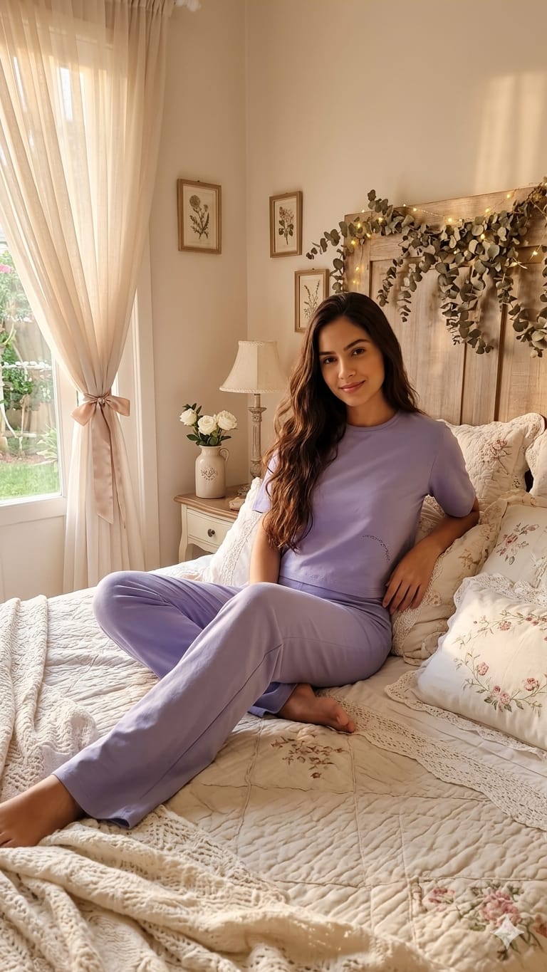 Pijama Longo Feminino com Blusa Manga Curta - Viscolycra