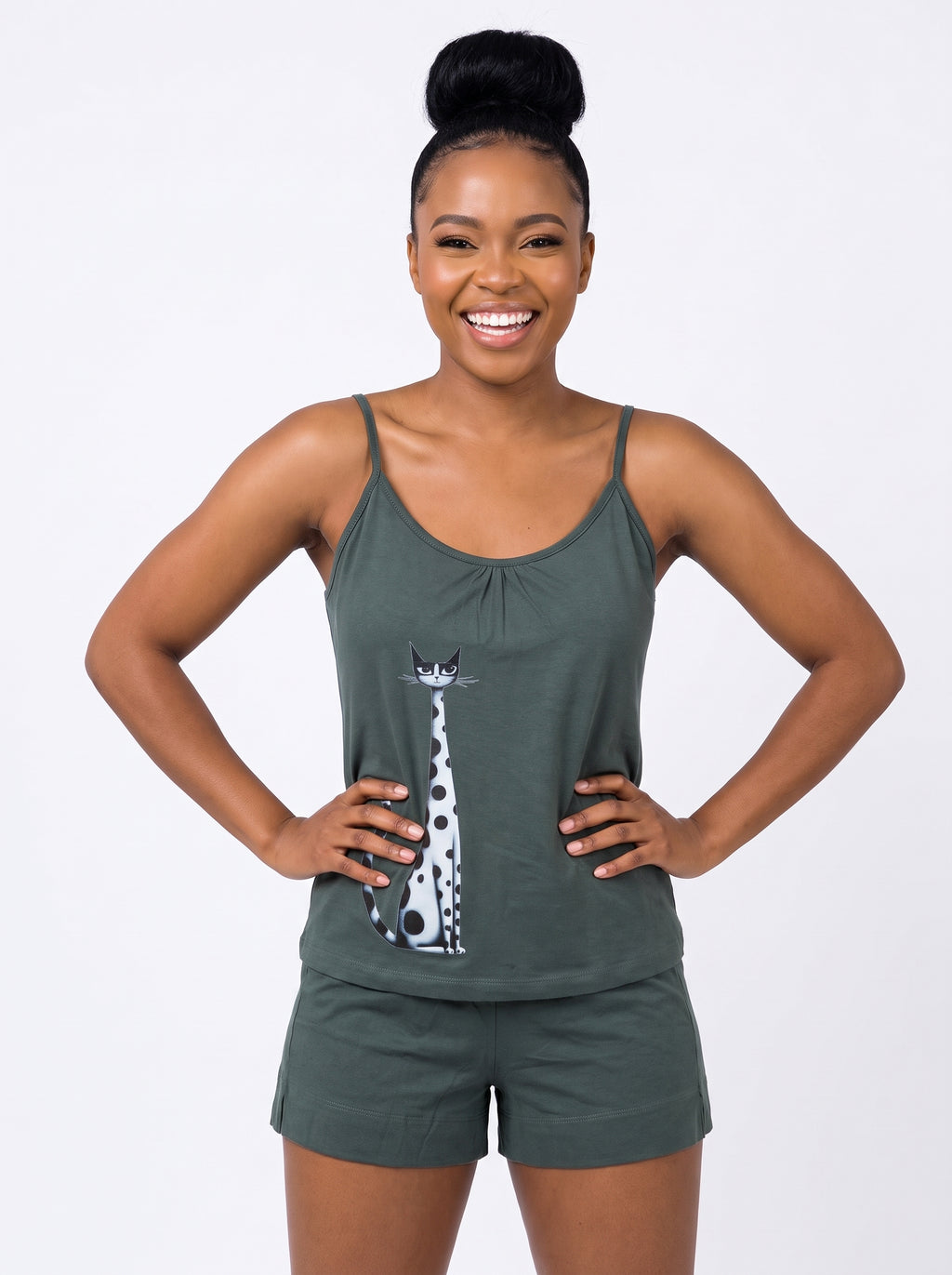 Pijama Feminino de Alcinha  c/ Shorts 100% Algodão