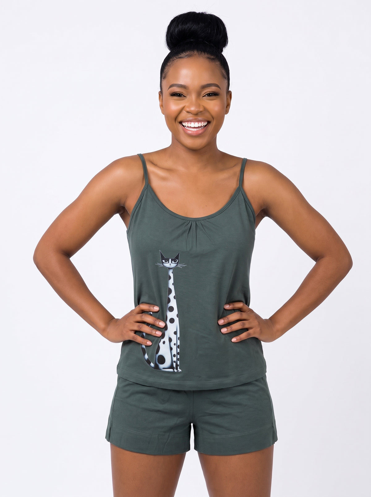 Pijama Feminino de Alcinha  c/ Shorts 100% Algodão