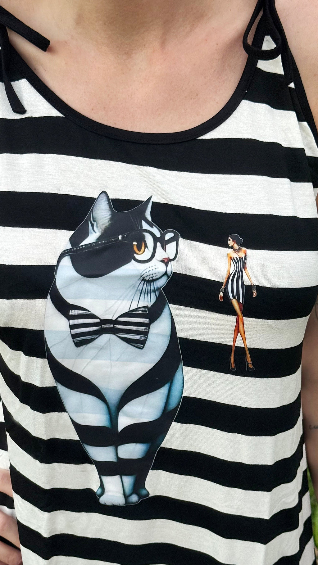 Camisola Feminina de Alças - Gato Listrado
