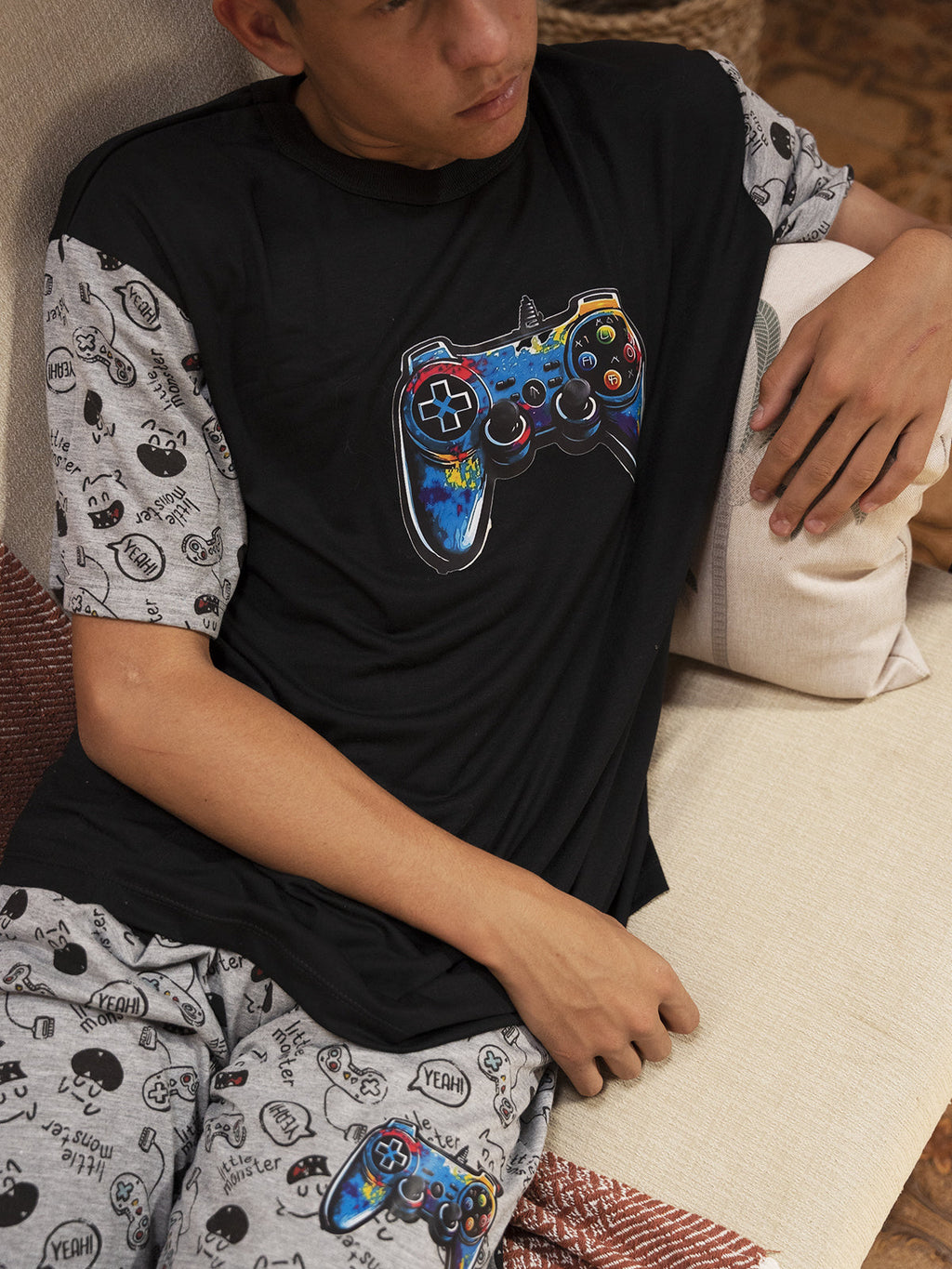 Pijama Masculino Shorts Controle Gamer