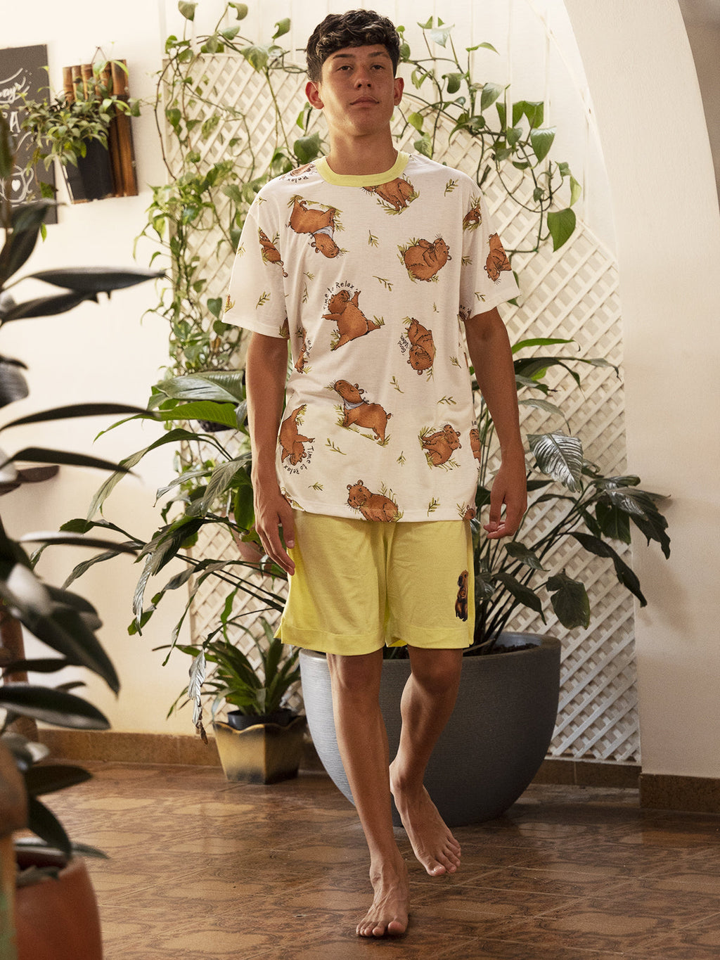 Pijama Masculino Shorts Capivara Relax